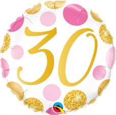 [88181] Folie helium ballon 30 jaar roze en gouden