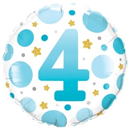 [23116] Folie helium ballon 4 jaar dots blauw