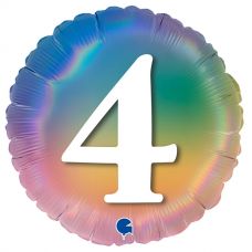 [G78044RH-P] Folie helium ballon 4 jaar regenboog