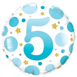 [23118] Folie helium ballon 5 jaar dots blauw