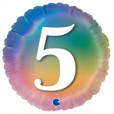 [G78045RH-P] Folie helium ballon 5 jaar regenboog