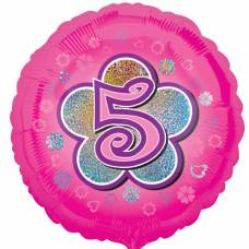 [29547] Folie helium ballon 5 jaar roze