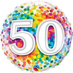 [49543] Folie helium ballon 50 jaar rainbow dots