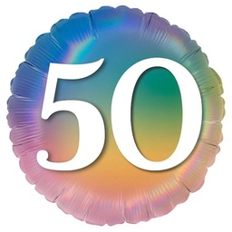 [G78136RH] Folie helium ballon 50 jaar regenboog