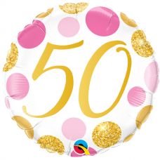 [88187] Folie ballon 50 jaar roze en gouden