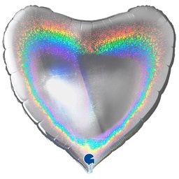 [36069GHS-P] Folie ballon Hart glitter zilver 92cm