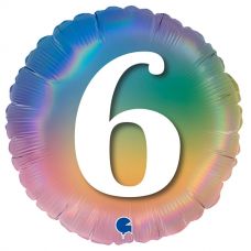 [G78046RH-P] Folie helium ballon 6 jaar regenboog