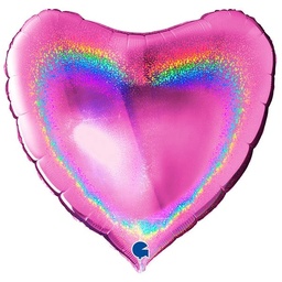 [36061] Folie ballon Hart glitter fuchsia 92cm