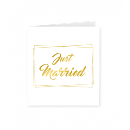 [7028042] Kaart goud/wit Just Married
