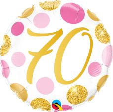 [88193] Folie ballon 70 jaar roze en gouden
