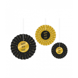[7031518] Paper Fan Classy gold/black Happy New Year