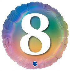 [G78048RH-P] Folie helium ballon 8 jaar regenboog