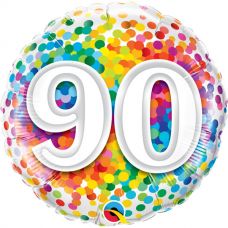 [49562] Folie ballon 90 jaar rainbow dots