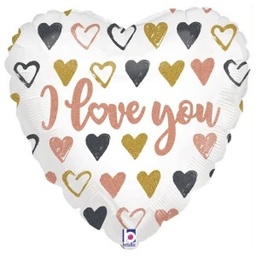 [36754] Folie helium ballon I Love You hartjes
