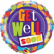 [36402] Folie helium ballon Get Well Soon dots