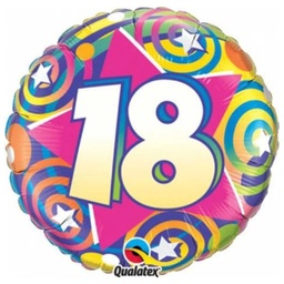[87133] Folie helium ballon 18 jaar Stars & Swirls