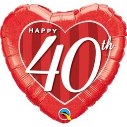 [49115] Folie ballon Happy 40th damask hear