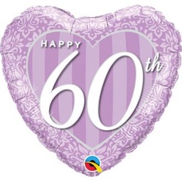 [49132] Folie ballon Happy 60th damask hear
