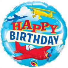 [57796] Folie helium ballon Birthday Airplanes