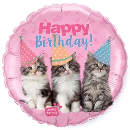 [57623] Folie ballon Happy Birthday Kittens