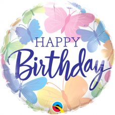 [13274] Folie ballon Happy Birthday butterf