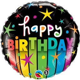 [25289] Folie ballon Happy Birthday colorful stripes