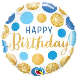 [18871] Folie ballon Happy Birthday dots bl