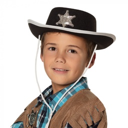 [04030] Cowboy hoed Sheriff kind zwart