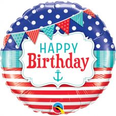 [49178] Folie ballon Happy Birthday marine