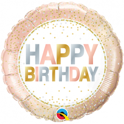 [78686] Folie ballon Happy Birthday metallic dots