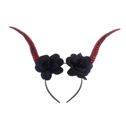 [94116] Diadeem met duivelshoorns en bloemen