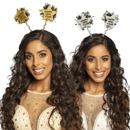 [13468] Tiara / Diadeem Happy New Year goud/zilver
