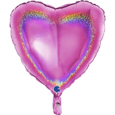 [18061GHF-P] Folie helium ballon Hart glitter fuchsia