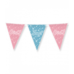 [7031052] Vlaggenlijn Gender Reveal folie 10m