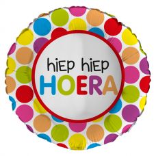 [78025] Folie ballon Hiep Hiep Hoera stippe