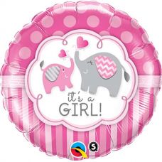 [45106] Folie ballon It's a Girl olifantjes