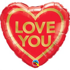 [97168] Folie ballon Love You golden heart
