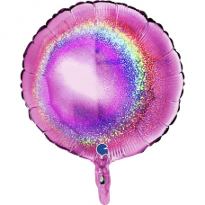 [18161GHF-P] Folie helium ballon Rond glitter fuchsia