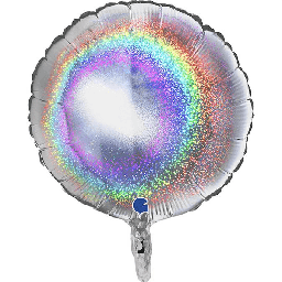 [18169GHS-P] Folie helium ballon Rond glitter zilver