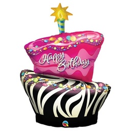 [16081] Folie helium ballon Shape Bday Funky Zebra