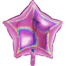 [19261GHF-P] Folie helium ballon Ster glitter fuchsia