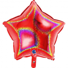 [19268GHR-P] Folie helium ballon Ster glitter rood
