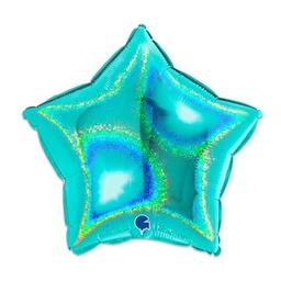[19277GHTI-P] Folie helium ballon Ster glitter tiffany
