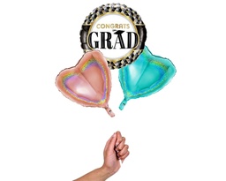Folie helium ballonnen Congrats Grad, tros van 3 ballonnen