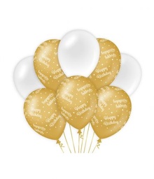 [7023412] Ballonnen gold/white-HB 8 stuks