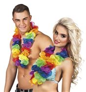 [52460] Hawaii bloemenkrans regenboog dik