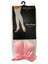 [39-01008] Kniekousen wit met roze strik