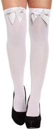 [39-01002] Kniekousen wit met witte strik