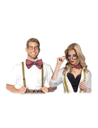 [80092] Accessoire-set Nerd (bretels, strik en partybril)