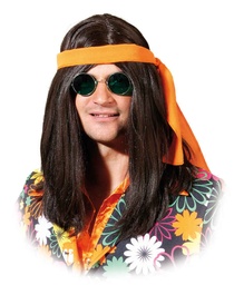 [32149] Heren pruik Hippie man bruin